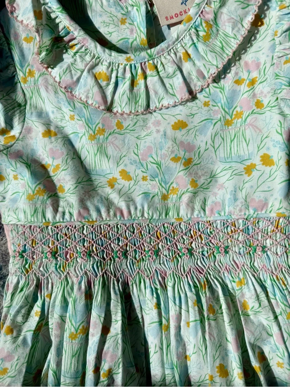 Smockingbird Floral Bouquet Smocked Jenny Bubble